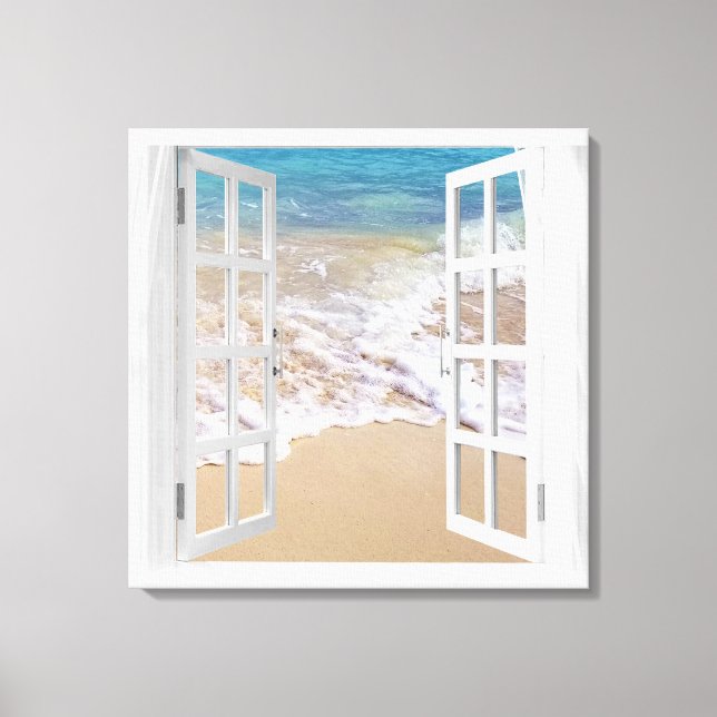 Ocean Beach Window Canvas Print (Front)