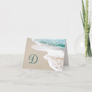 Ocean Beach With Monogram Letter D Note Card