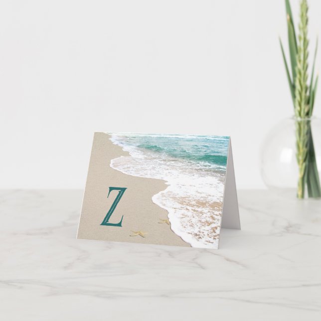 Ocean Beach With Monogram Letter Z Note Card (Front)