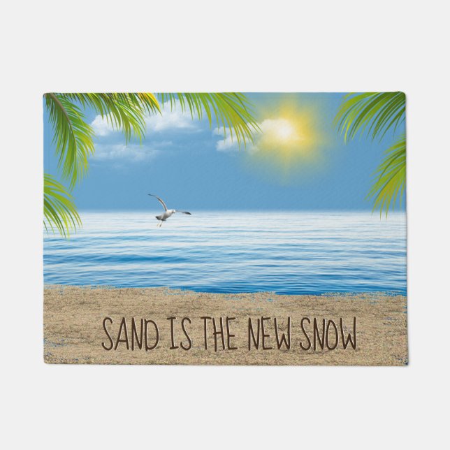 Ocean Beach With Palm Fronds Doormat (Front)