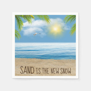 Ocean Beach With Palm Fronds Napkin