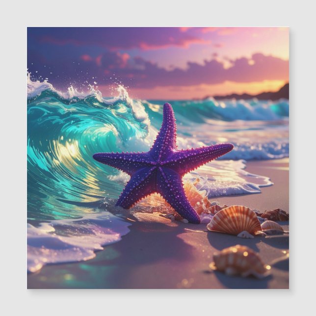 Ocean beach with violet starfish (Front)