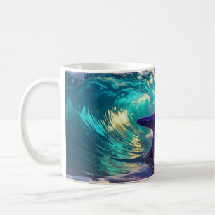 Ocean Beach With Violet Starfish Coffee Mug