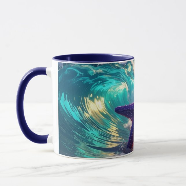 Ocean Beach With Violet Starfish Mug (Left)