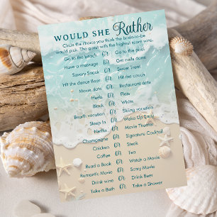 Ocean Beach Would She Rather Bridal Shower Game Invitation
