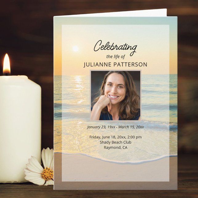 Ocean Beach Your Photo Celebration of Life Funeral Program (Creator Uploaded)