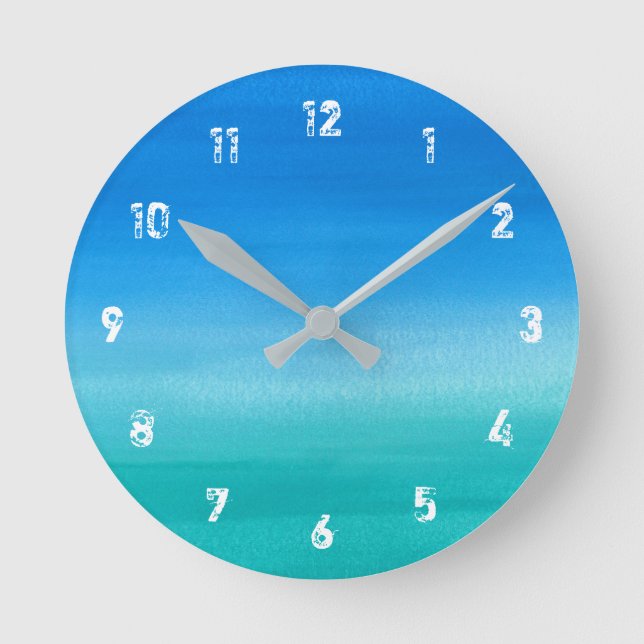Ocean Beachy Watercolor Round Clock (Front)