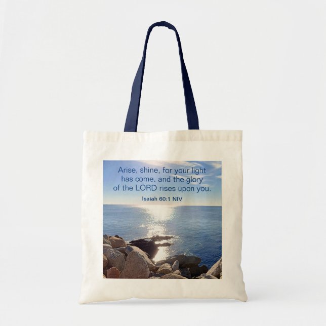 Ocean Bible Verse Arise and Shine Tote Bag (Front)