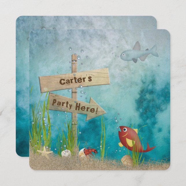 Ocean Birthday Party Invitation (Front/Back)