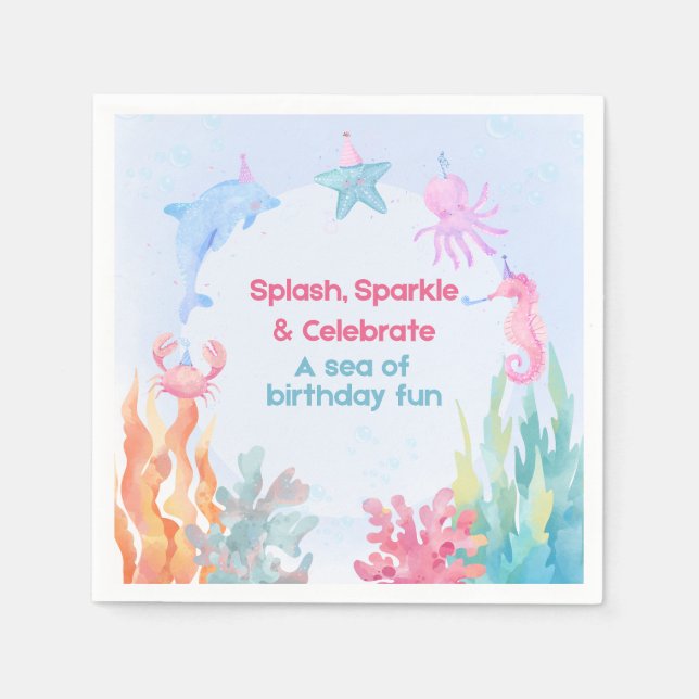 Ocean Birthday Party Napkin (Front)