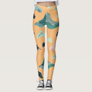 Ocean Bliss Artistic Leggings - Stylish Aquatic