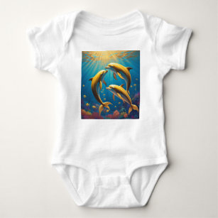 Ocean Bliss: Dolphin Artwork Baby Bodysuit
