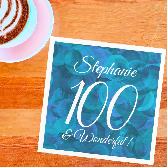 Ocean Blue 100 and Wonderful Birthday Party Napkin (Creator Uploaded)