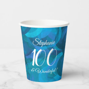 Ocean Blue 100 and Wonderful Birthday Party Paper Cups