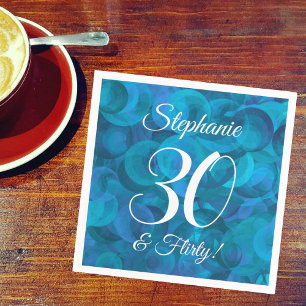 Ocean Blue 30 and Flirty Birthday Party Napkin