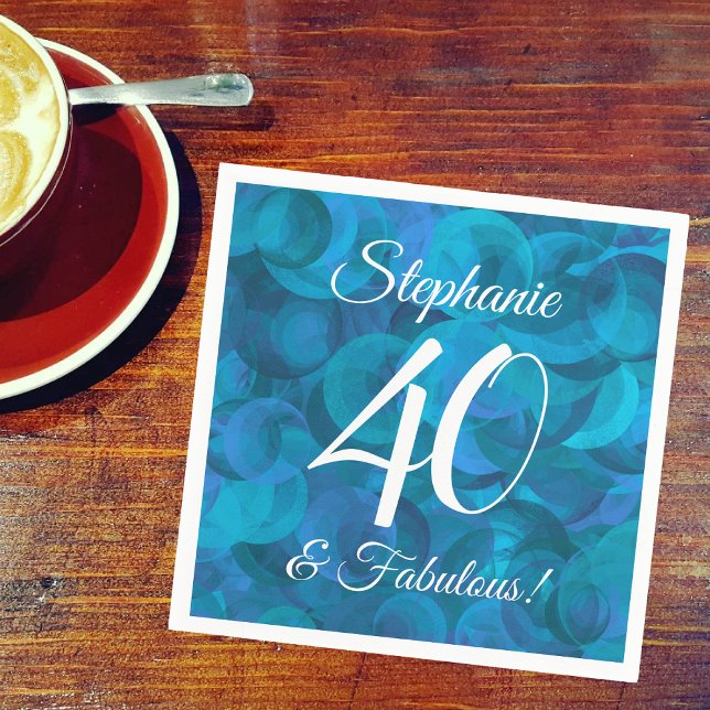 Ocean Blue 40 and Fabulous Birthday Party Napkin (Creator Uploaded)