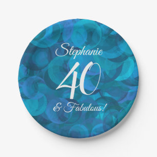 Ocean Blue 40 and Fabulous Birthday Party Paper Plate