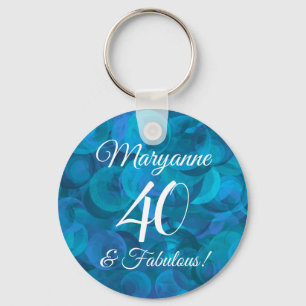Ocean Blue 40 & Fabulous Birthday Party Favour Key Ring