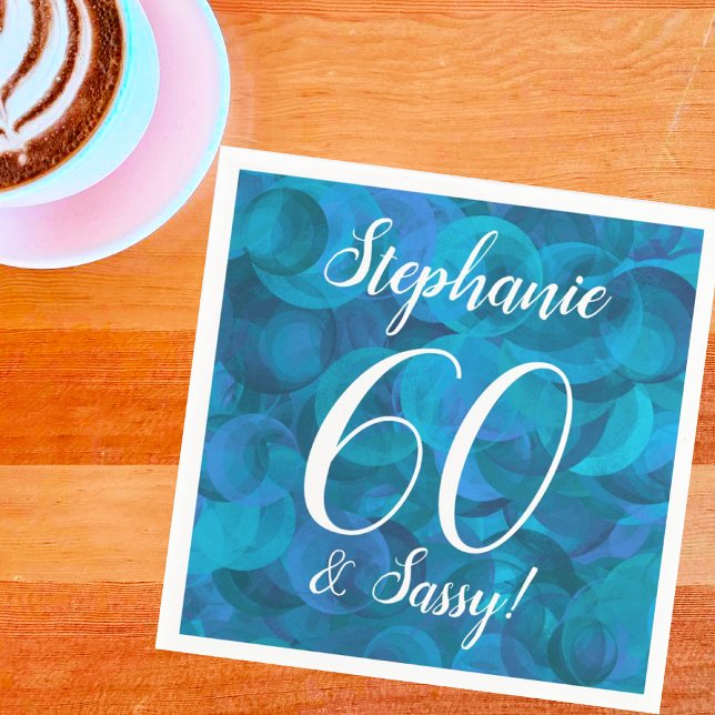 Ocean Blue 60 and Sassy Birthday Party Napkin (Creator Uploaded)
