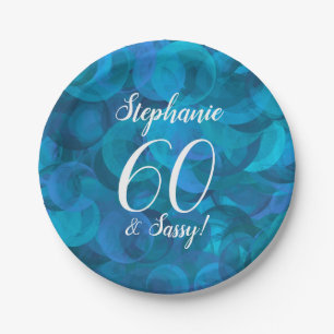 Ocean Blue 60 and Sassy Birthday Party Paper Plate