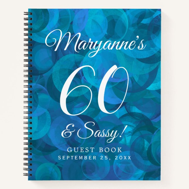 Ocean Blue 60 & Sassy Birthday Party Guest Book (Front)