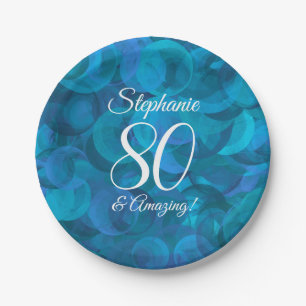 Ocean Blue 80 and Amazing Birthday Party Paper Plate