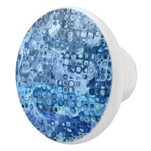 Ocean Blue Abstract Water Pattern Ceramic Knob