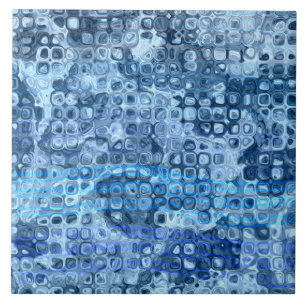 Ocean Blue Abstract Water Pattern Ceramic Tile