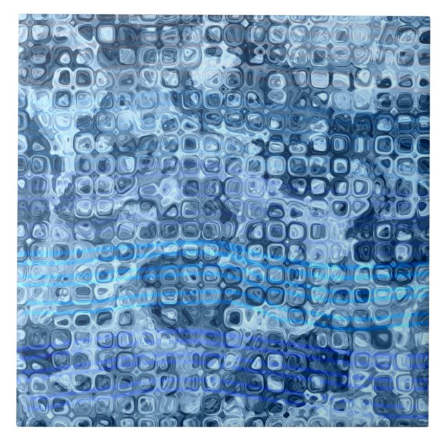 Ocean Blue Abstract Water Pattern Ceramic Tile (Front)