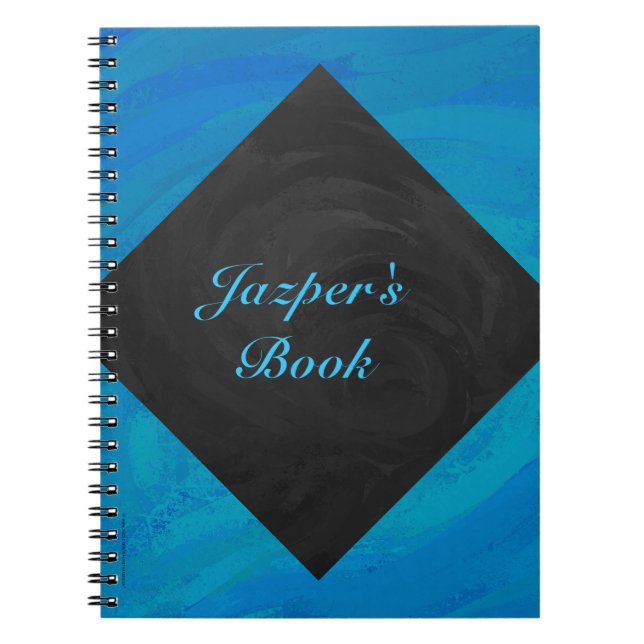 Ocean Blue and Black Monogram Notebook (Front)