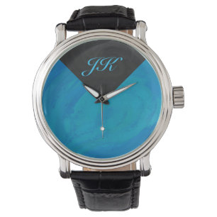 Ocean Blue and Black Monogram Watch