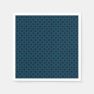 Ocean Blue and Black Squares Pattern Napkin