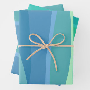Ocean Blue and Green Abstract Shapes Aesthetic Wrapping Paper Sheet