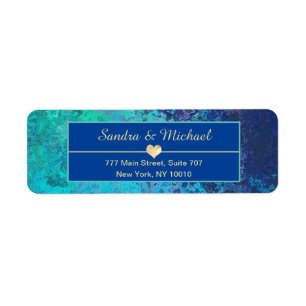Ocean blue and green with heart return address label