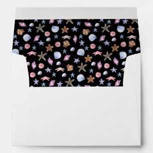Ocean Blue and Purple Summer Starfish and Seashell Envelope