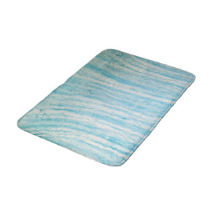 Ocean Blue And White Abstract  Bath Mat