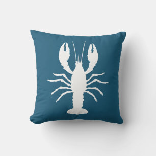 Ocean Blue and White Lobster Shape Cushion