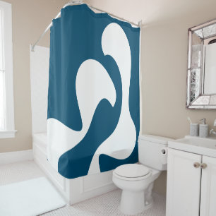Ocean Blue and white Modern Art Shower Curtain