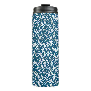 Ocean blue and white. Numbers Math. Thermal Tumbler