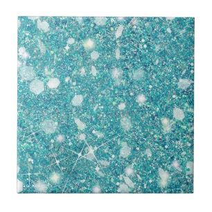 Ocean Blue Aqua Colour Faux Glitter Solid Ceramic Tile