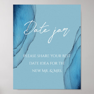 Ocean blue aquamarine date jar bridal shower   poster
