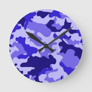 Ocean Blue Camo Wall Clock. Round Clock