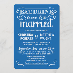 Ocean Blue Casual Country Wedding Invitations