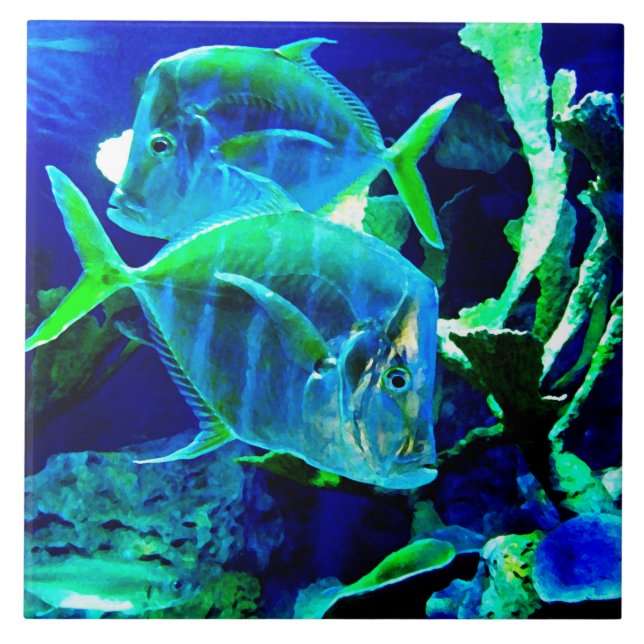 Ocean Blue Ceramic Tile (Front)