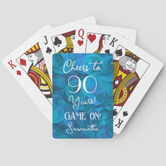 Ocean Blue Cheers to 90 Years Birthday Party Playing Cards