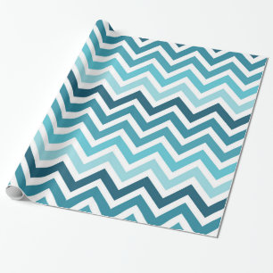 Ocean Blue Chevron Ombre Wrapping Paper