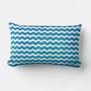 Ocean Blue Chevron Pattern Lumbar Cushion