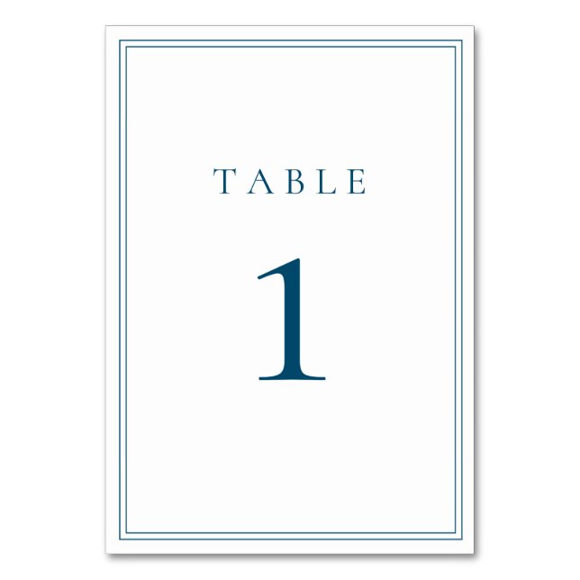 Ocean Blue Classic Minimalist  Table Number (Front)