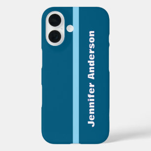 Ocean Blue Colour Personalised Name iPhone 16 Case