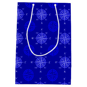 Ocean Blue Compass Rose Medium Gift Bag